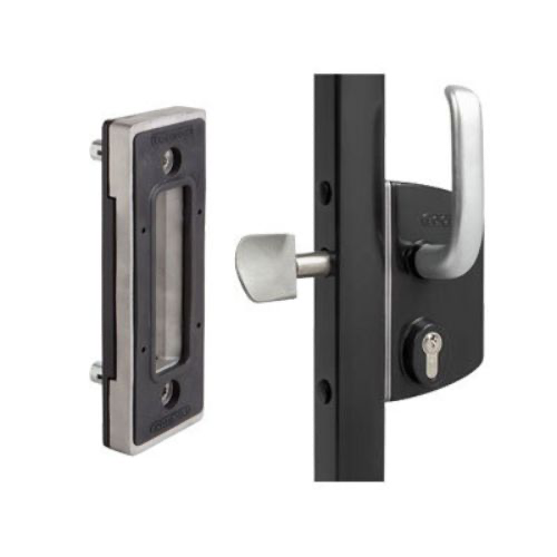 [AGLL406] Locinox Industrial Manual Sliding Gate Lock 50mm profile Black colour with Keep