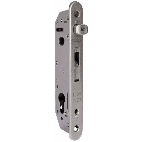 [AGLL482] Locinox FORTYLOCK Euro Insert Mortice Lock - 40x40 Frame, 20mm Backset, Silver - For Swing Gates
