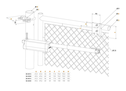 [AGLL489] Chain link bracket Round application for Samson gate closer 4" Post x 1-7/8" gate
