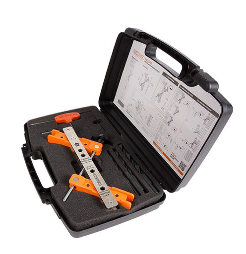 [AGLL530] Tool case with drilling jig for surface mounted lock and corresponding keep