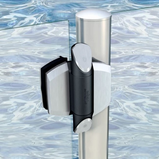 [AHN138] D&D TruClose Self Closing Hinge for Round Post to Glass Gates up to 25kg - Stainless Steel (Brushed)